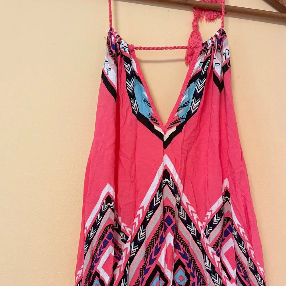 No Boundaries Halter Maxi Dress XL Cover Up Western Boho